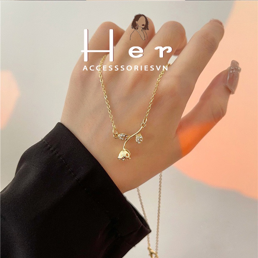 Dây Chuyền Choker Mặt Trái Tim, Vòng Cổ Nữ  Phối Xích Cá Tính Her Accessories C70