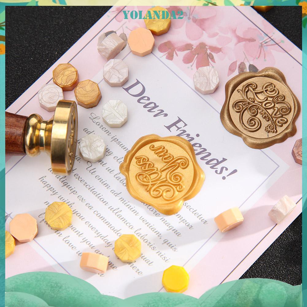 Bộ 100 Viên Sáp Niêm Phong Hình Bát Giác Đóng Gói Bì Thư Phong Cách Cổ Điển Trang Trí Cho Thiệp Cưới