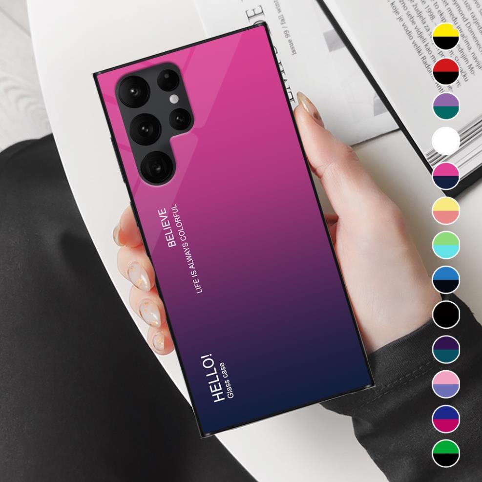 Ốp lưng Samsung S22 / S22+ (s22 plus) / S22 ultra 5G (s22ultra) S23 Ultra  - Gradient edition, chất liệu kính cường lực