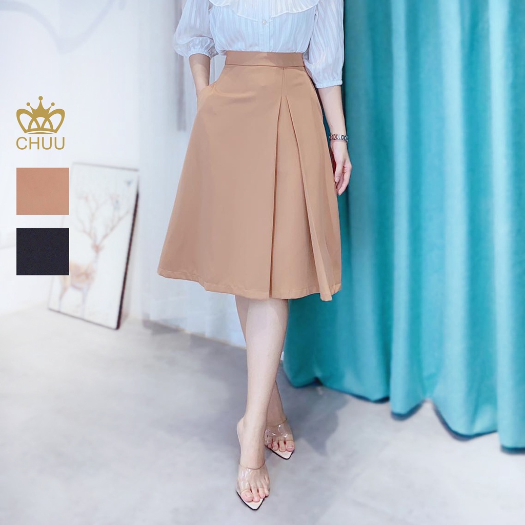 Chân váy chữ a công sở nữ dài tới gối sang trọng CHUU CV5026