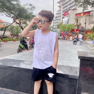 Bộ ba lỗ Versace Trắng Siêu mát Cá Tính Dành cho bé trai từ 12-30kg