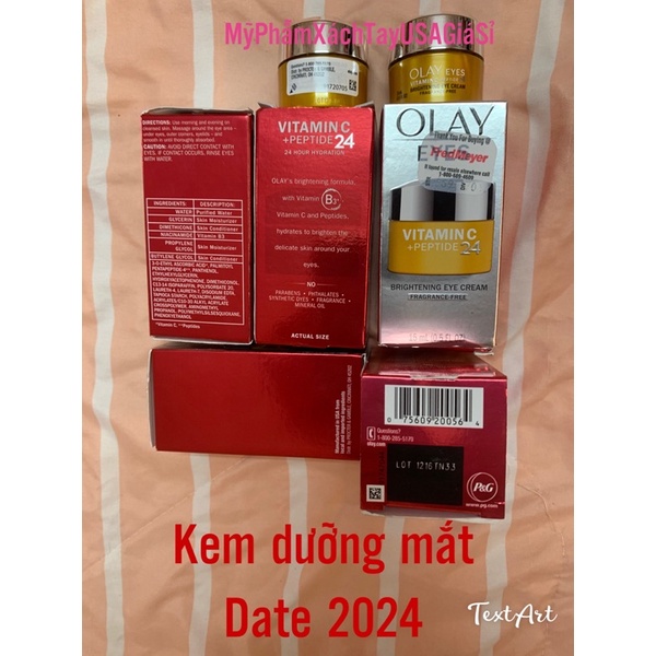 Kem dưỡng trắng da vùng mắt Olay Vitamin C + Peptide 24 Brightening Eye Cream 15ml Hàng Mỹ