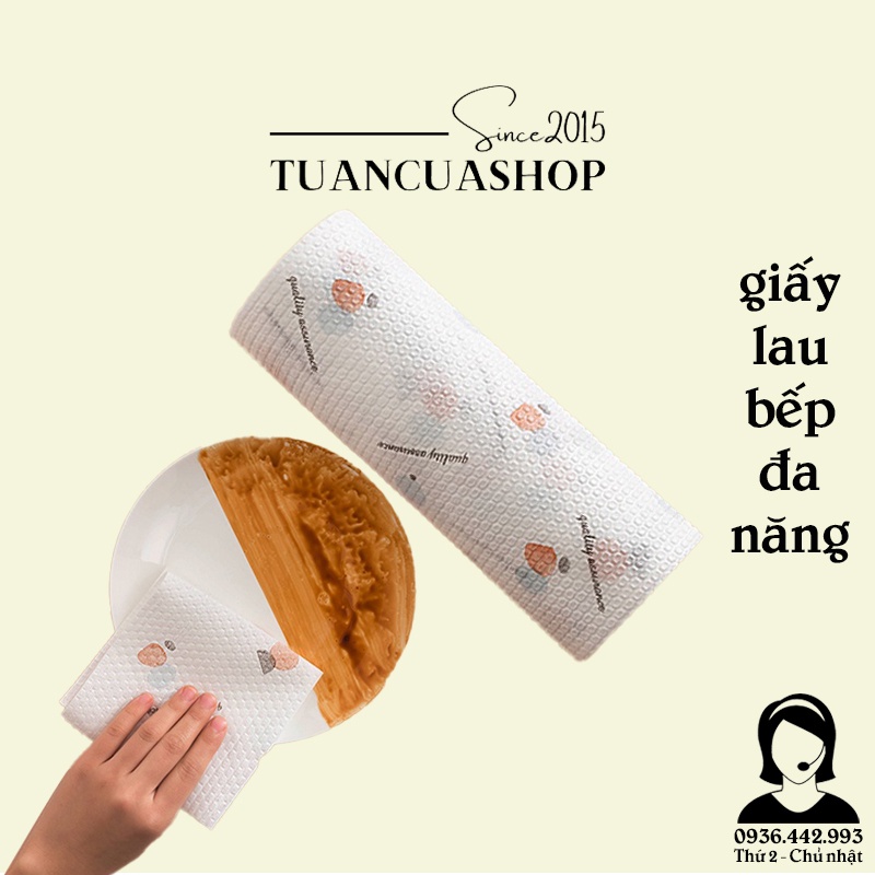 Cuộn khăn/giấy lau bếp đa năng vải không dệt cuộn trắng có thể giặt và tái sử dụng