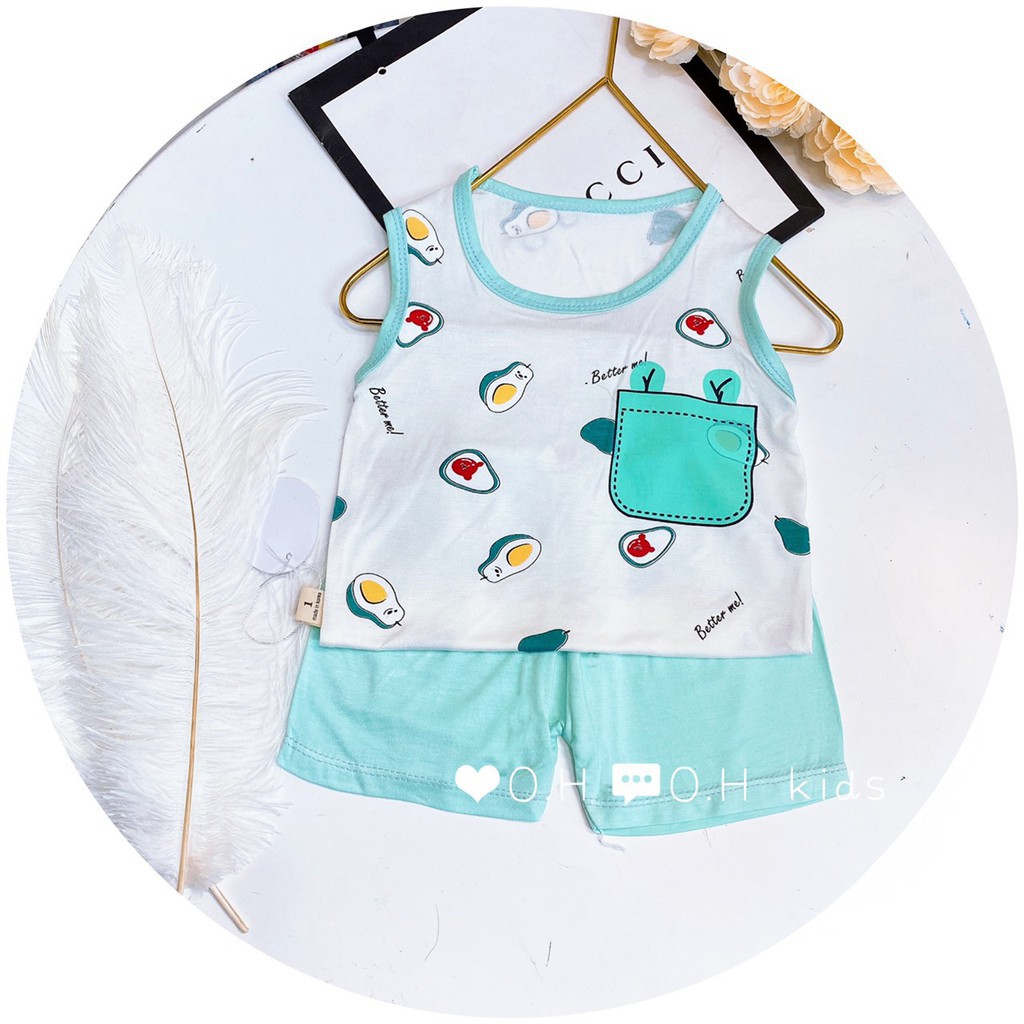 Bộ sát nách thun lạnh túi zip hình túi cho bé