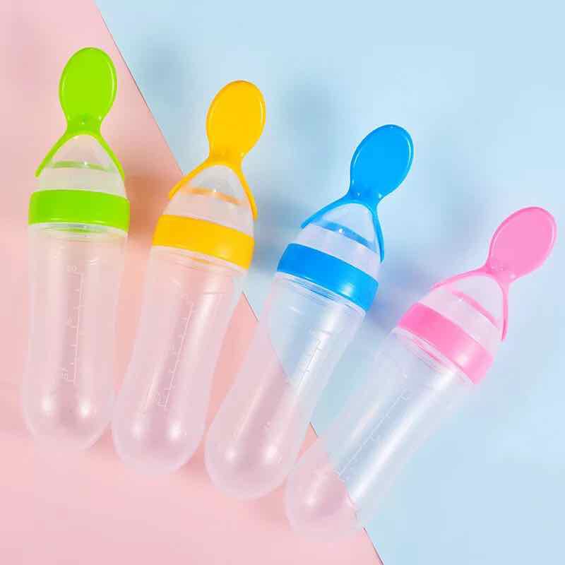 Bình Thìa Ăn Dặm Bón Cháo Đút Bột Uống Sữa Chất Liệu Silicon An Toàn Cao Cấp
