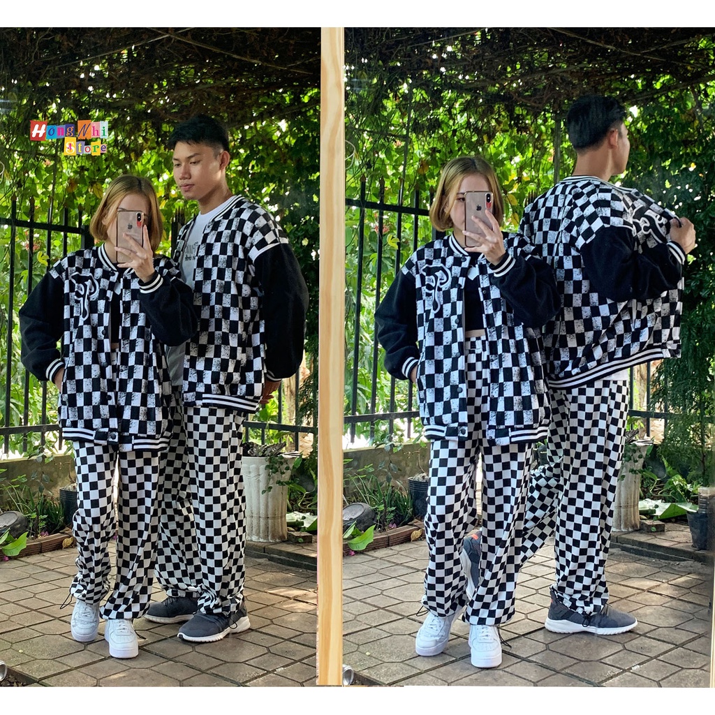 Áo Khoác Bomber Caro Satarday Funuyk Ulzzang Unisex Dáng Rộng Nam Nữ - MM