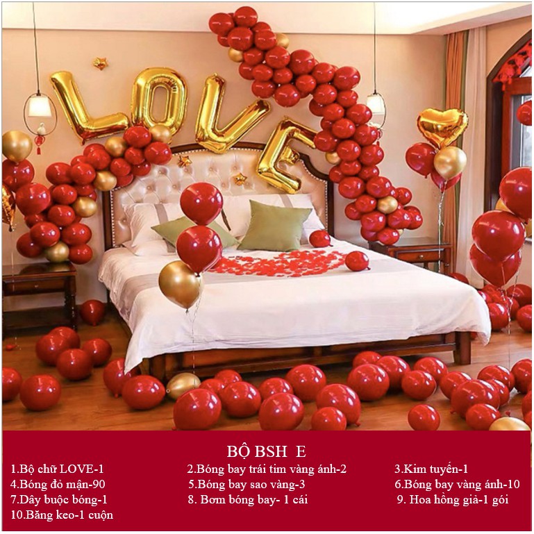 Set bóng bay I LOVE YOU trang trí phòng cưới, dễ làm [CAM KẾT MÀU Y HÌNH]