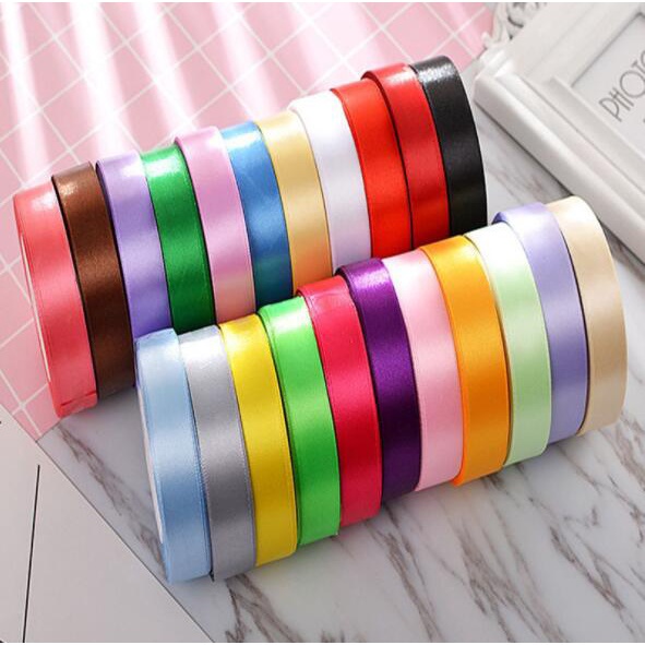 Cuộn Dây Ruy Băng Bằng Lụa Polyester Rộng 2CM Dài 22M Màu Sắc Dùng Để Trang Trí Bó Hoa Cưới