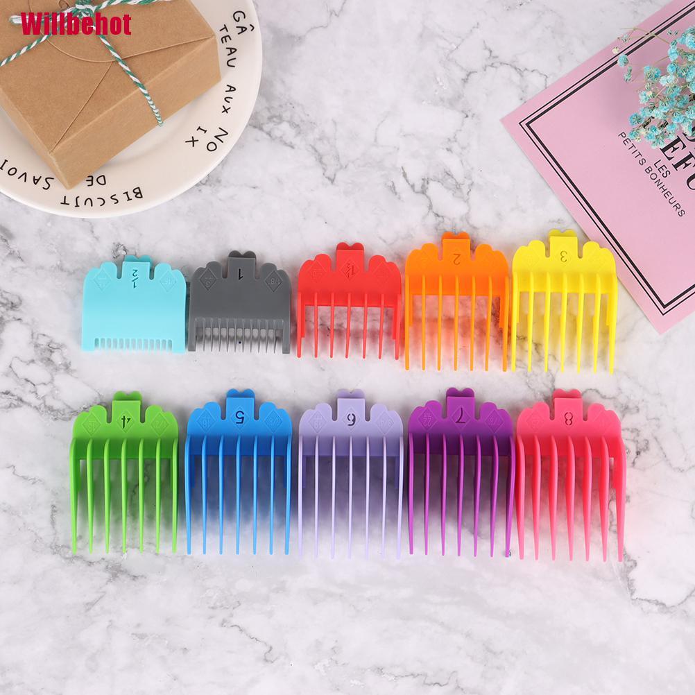 [Willbehot] 10Pcs Barber Shop Styling Comb Sets Clipper Hair Limit Comb Trimmer Attachment [Hot]