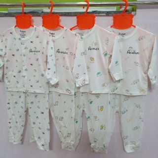 Combo 4 bộ dài tay avaler trắng cúc cho bé 5_15kg