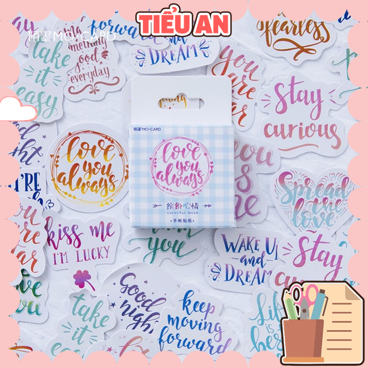 Bộ sticker/ Hình dán Hình Chữ Nghệ Thuật (46 Hình)