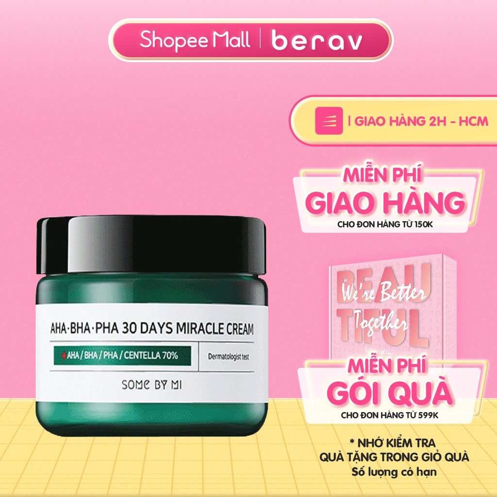 Kem Dưỡng Giảm Mụn Some By Mi AHA-BHA-PHA 30 Days Miracle Cream 50g