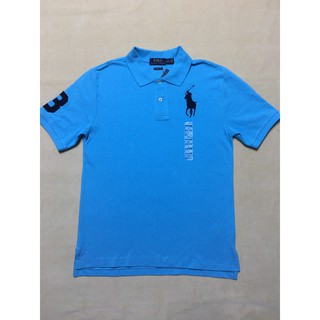 Áo thun bé trai 14-16&18-20 tuổi tay ngắn cổ bẻ cotton màu xanh biển hiệu Polo Ralph Lauren kiểu classic fit