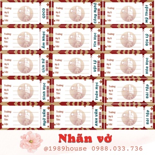 15 Tem nhãn vở Ticket Retro 7x3.5cm (in tên, trường, lớp theo yêu cầu)
