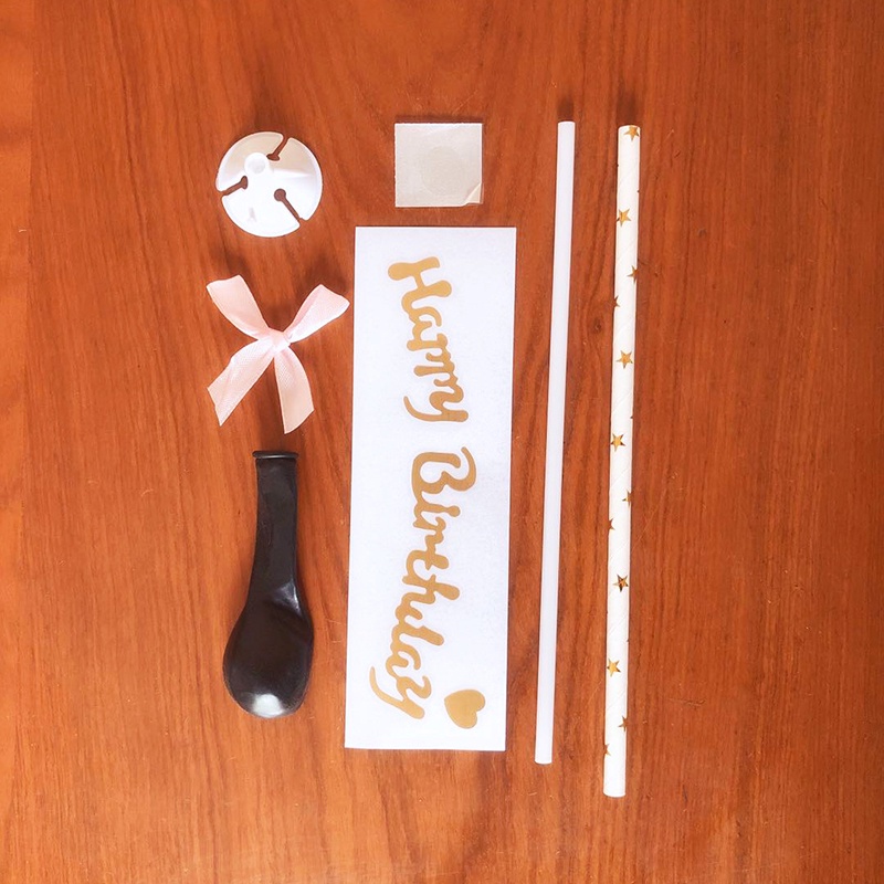 1 bộ bóng bay màu đen 5 inch kèm nhãn dán trang trí bánh kem