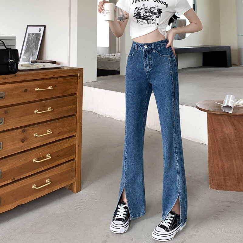 SUXI Quần Jean Dài Lưng Cao Màu Sắc Đơn Giản Dễ Phối Đồ Thời Trang Mùa Hè Cho Nữ