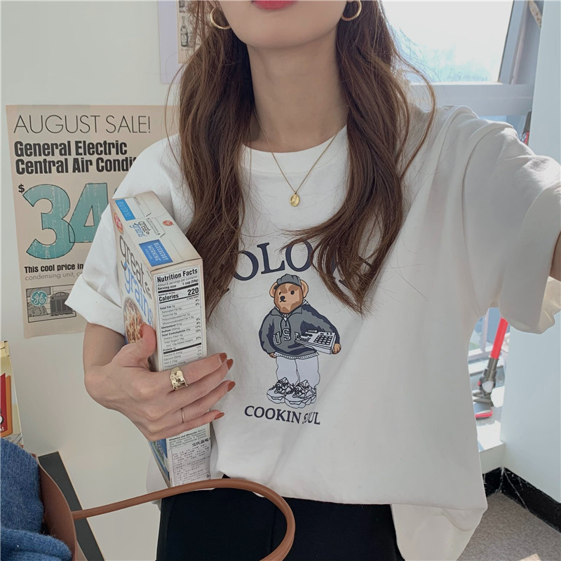 NRVP Áo Thun Nữ Ngắn Tay Cổ Tròn Thời Trang Hàn 2021