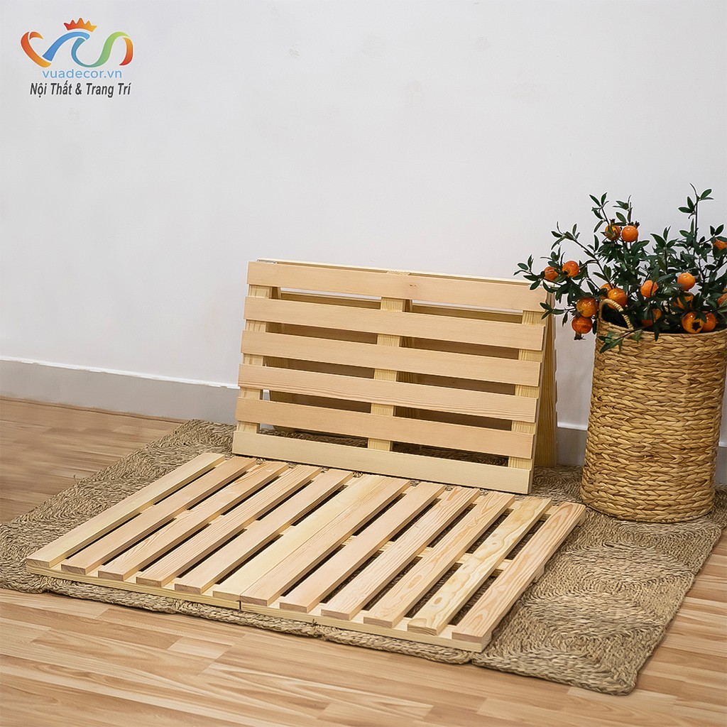 Giường ngủ Pallet VUADECOR lắp ghép thông minh gỗ thông tự nhiên