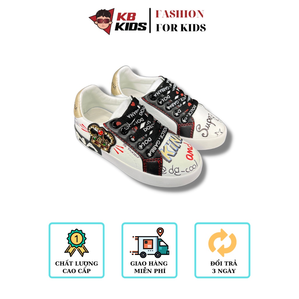 Giày Thể Thao Cho Bé Giày Trẻ Em KB Kids Dolce Trắng King Super Cột Dây Cao Cấp Siêu Mềm Nhẹ Hàng Cao Cấp- KB170