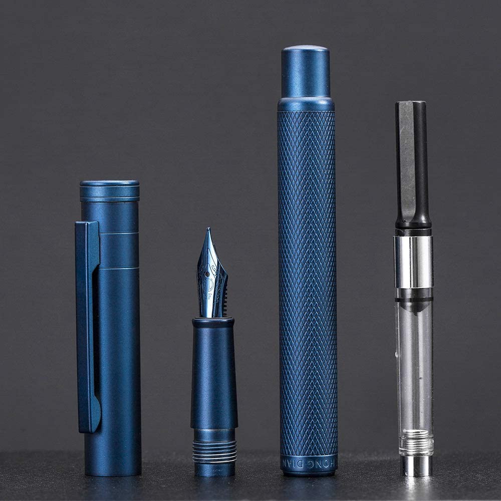 Hongdian Bút Máy Kim Loại Ngòi 0.5mm Màu Xanh Đậm Nhã Nhặn Chất Lượng Cao