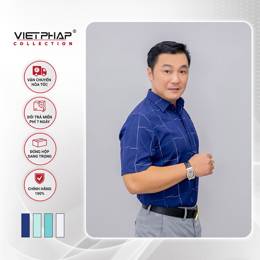 Áo Sơ Mi Nam Tay Ngắn Vạt Ngang Cao Cấp Bamboo 9306 Việt Pháp. Thấm Hút Mồ Hôi, Chống Tia UV - HÀNG CHÍNH HÃNG
