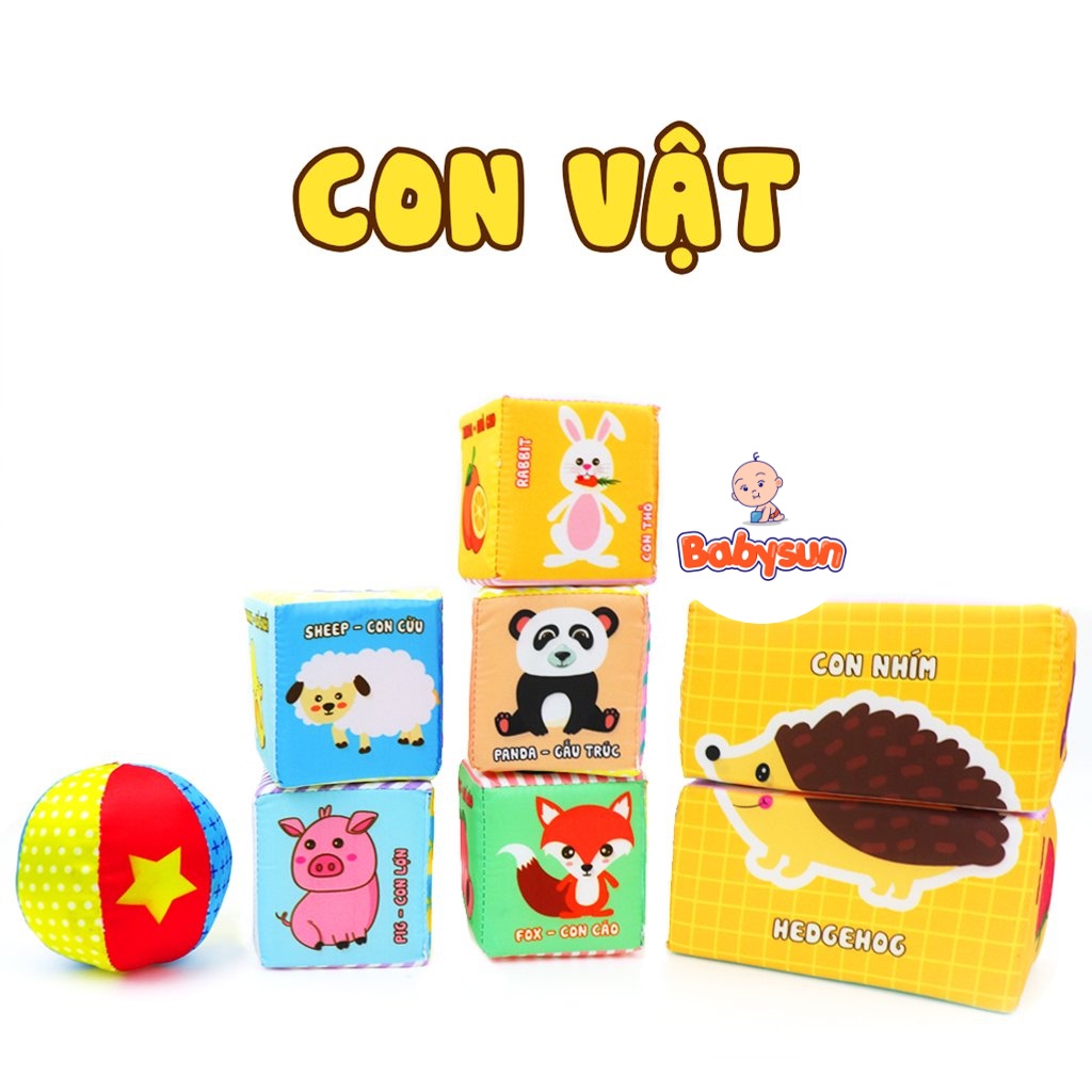 Đồ chơi khối vải tương tác sơ sinh PiPoVietnam an toàn cho bé, luyện kỹ năng vận động, đồ chơi treo nôi cho bé