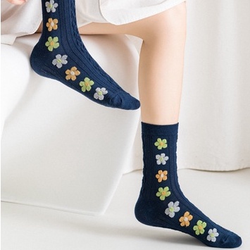 Tất vớ nữ cổ cao hoa nhỏ phong cách vintage Hàn Quốc Warm&Cute AD18