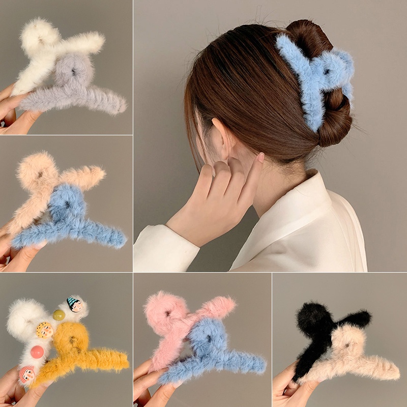 Kẹp bấu tóc lông thỏ dễ thương cho nữ
