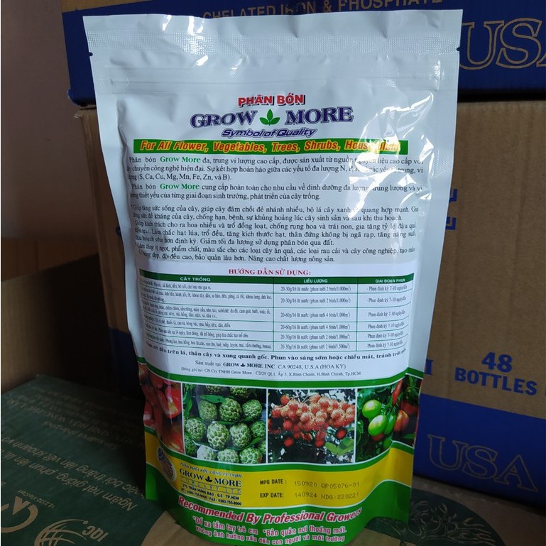 Phân Bón Growmore 30-10-10+TE (túi 1kg), chuyên dùng cho hoa hồng, cây kiểng - Ra nhánh mạnh, lá xanh dày