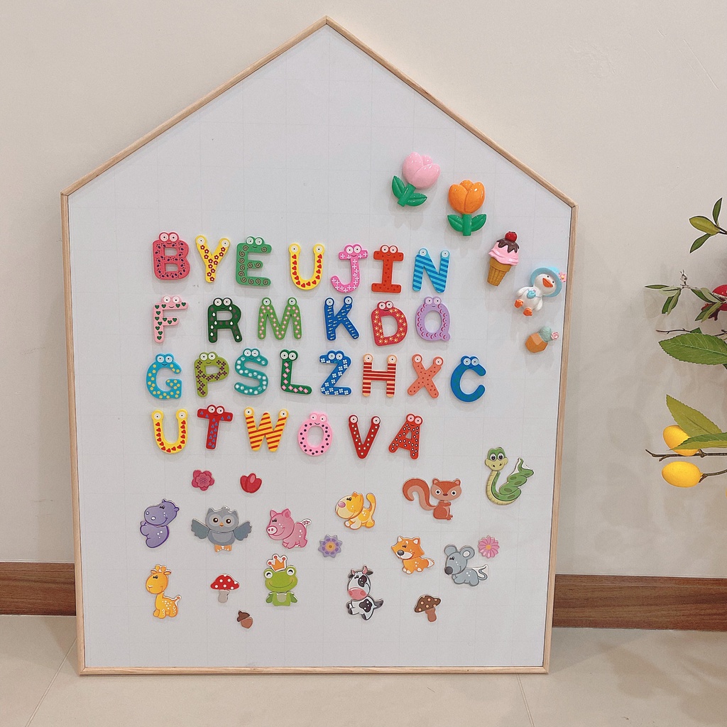 60x80cm Bảng vẽ từ tính, bảng từ cho con học vẽ - viết, đếm số, bảng viết phấn, nam châm, sticker bảng từ