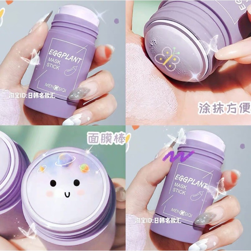 HOT TAOBAO — Mặt Nạ Bùn Dạng Thỏi Sáp Lăn Cà Tím & Matcha Trà Xanh MENGSIQI MASK STICK Tiêu Diệt Mụn Đầu Đen Trắng Da