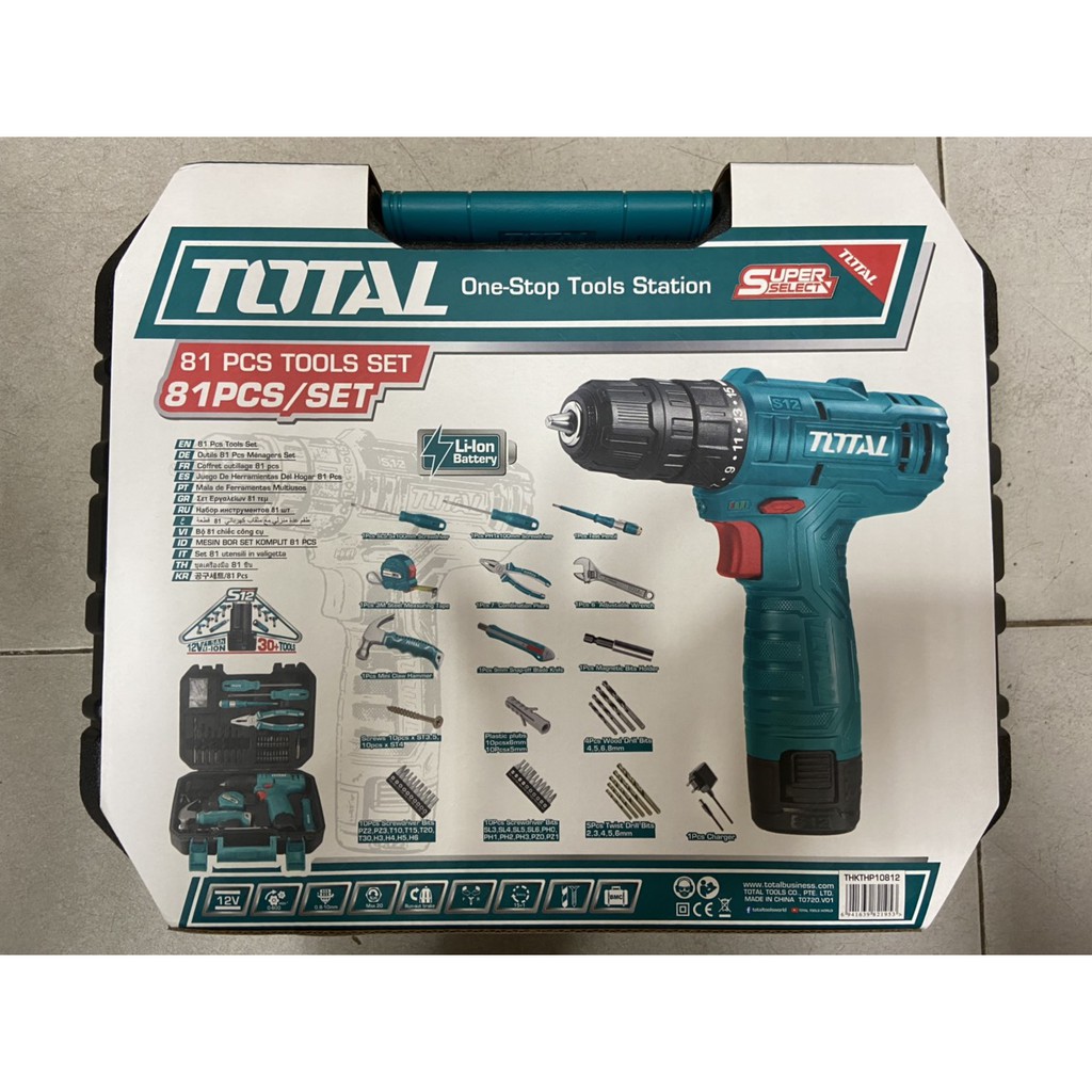 MÁY KHOAN PIN 12V ( 81 MÓN ĐỒ NGHỀ ) TOTAL THKTHP10812