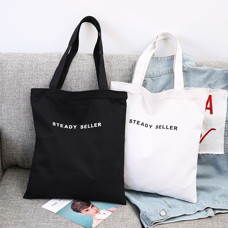 Túi vải canvas  túi Tote đựng vừa A4 chất dày Quảng Châu đi học đi chơi