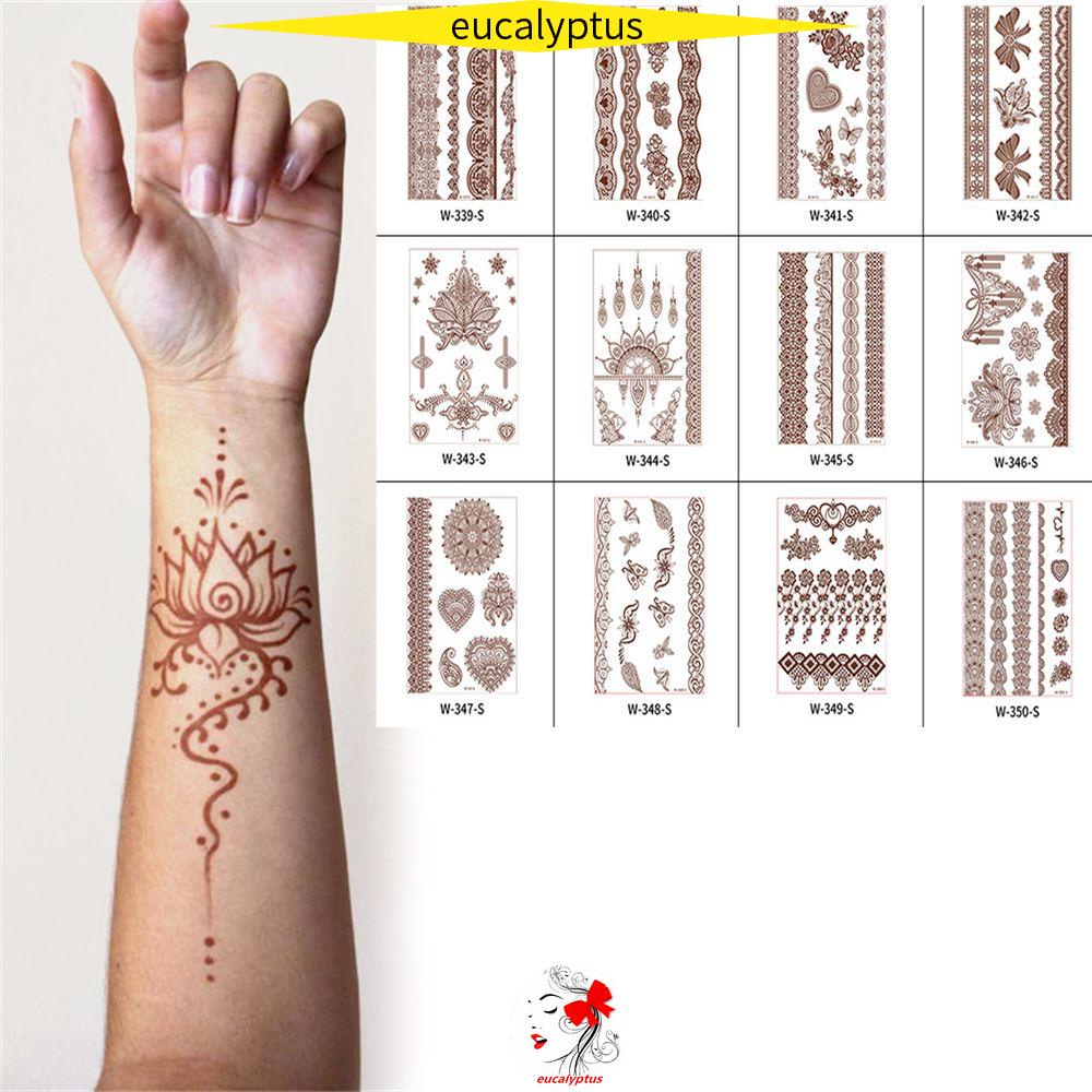 EUTUS Lasting Fake Tatto Waterproof Body Stickers Temporary Tattoos Art Red Brown Simulation Colored Drawing Finger Herb Tattoos Stickers