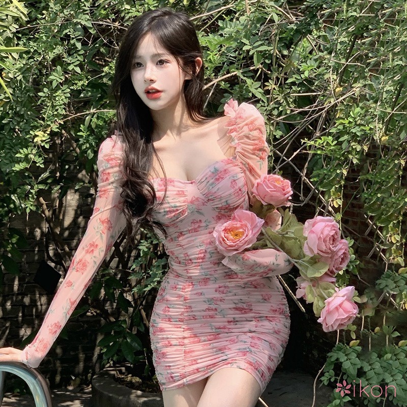 Đầm Trễ Vai Cổ Vuông Form Ôm Phong Cách Ngọt Ngào