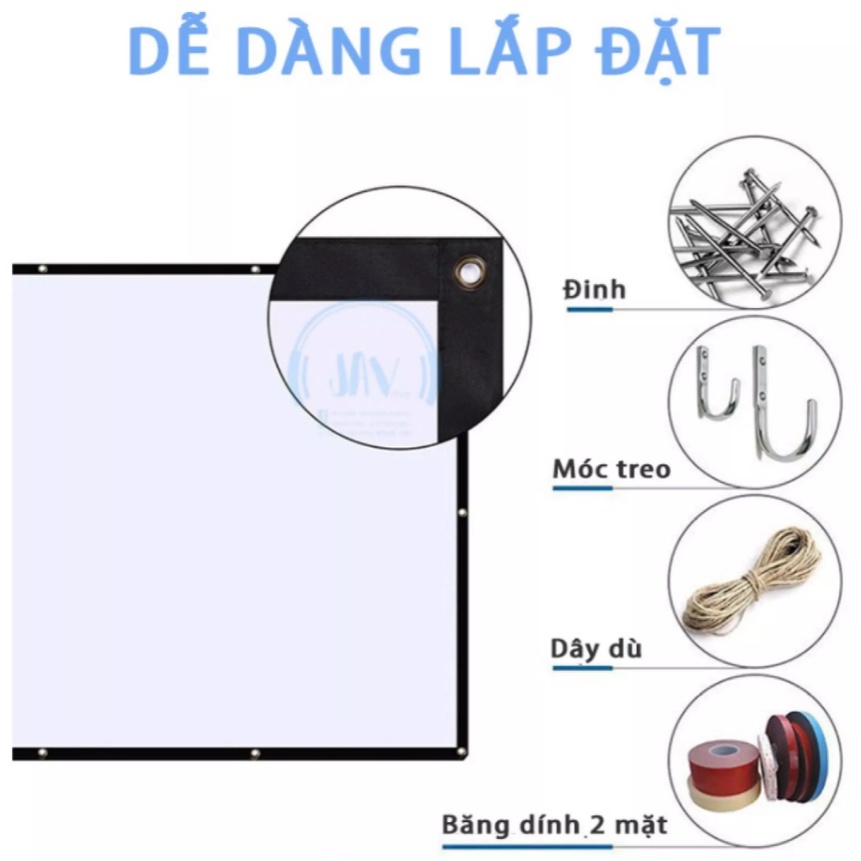 Màn chiếu sợi thủy tinh trắng cho máy chiếu - loại dày 4 lớp, tăng sáng 20%, tương phản cao - góc nhìn rộng