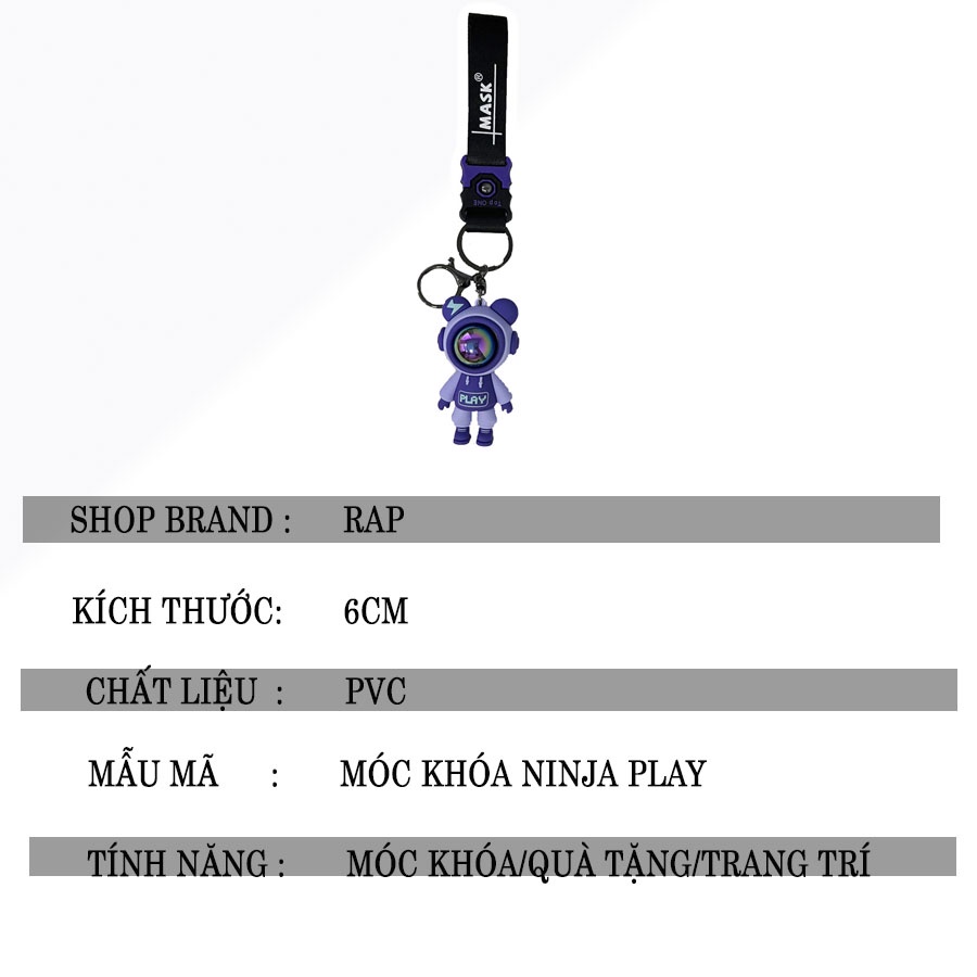 [Size lớn] Móc khóa gấu phi hành gia Ninja 3D Ráp nhiều màu dễ thương treo balo, túi xách, quà tặng bạn bè, người thân