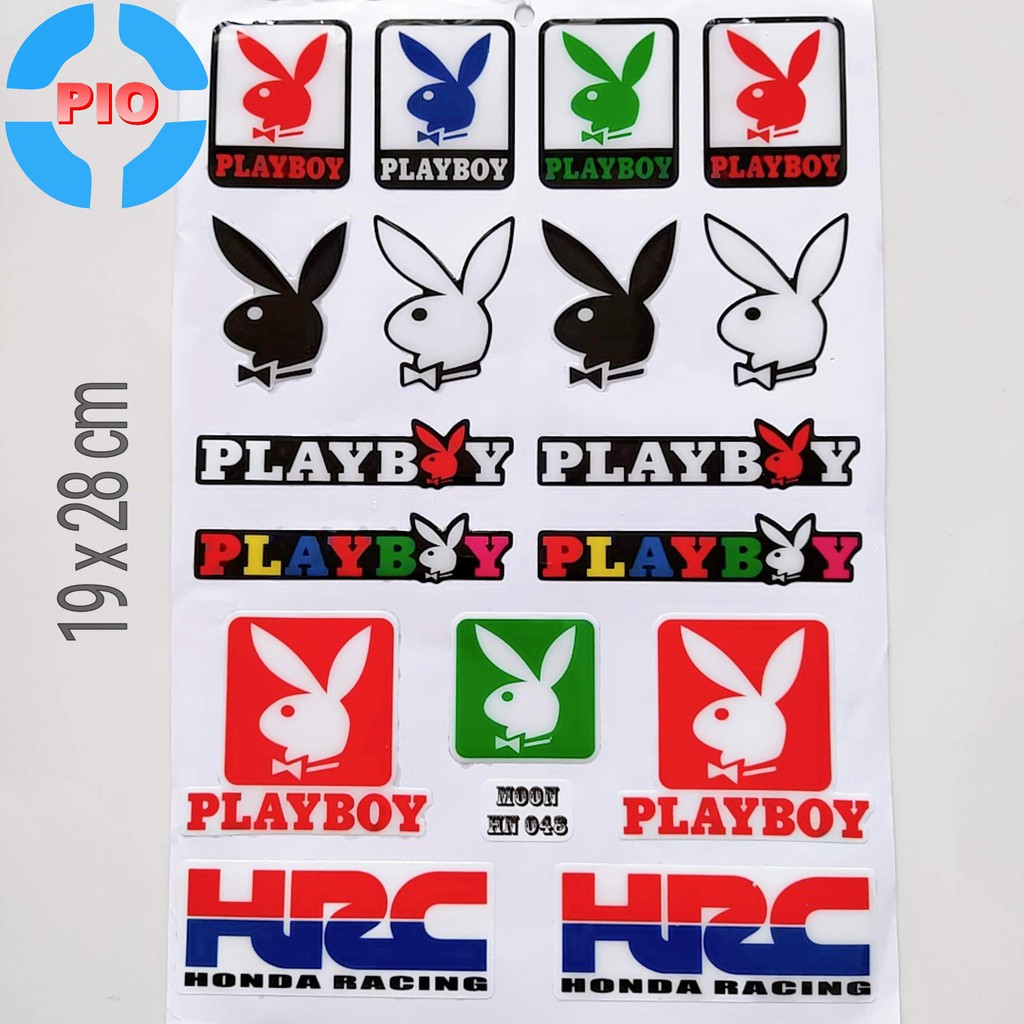 Bộ Tem PlayBoy Dập Nổi Cao Cấp Sticker cute Dán Xe Máy, Ô Tô, Mũ Bảo Hiểm, Chống Thấm