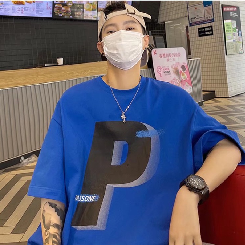 Áo Thun Dáng Rộng In Chữ Phong Cách Hip Hop Đường Phố Hàn Quốc Thời Trang Mùa Hè Cho Nam Cỡ M-5XL