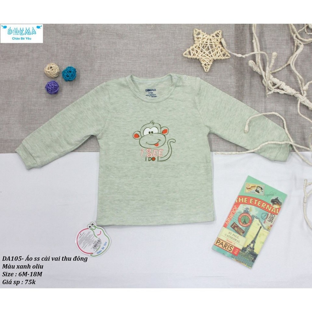 Dokma - Áo dài tay cài vai giữ nhiệt (6-18m)