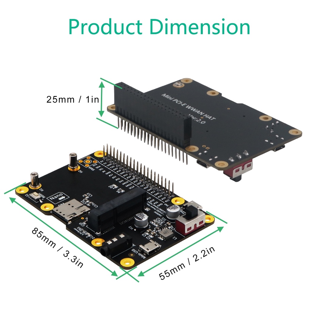 Mũ Rộng Vành 3g / 4g Lte Cho Raspberry Pi 4 3 2 B + Với Khe Thẻ Sim