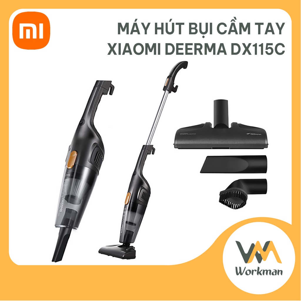 Máy Hút Bụi Cầm Tay Xiaomi Deerma DX115C - Máy Hút Bụi Mini Đa Năng Với 3 Đầu Hút - HÀNG CHÍNH HÃNG