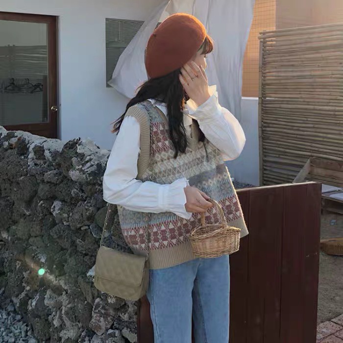 Gile Len Nữ Cổ V Basic Màu Trơn Có Cúc Kiểu Hàn Quốc Ulzzang Xiaozhainv Quảng Châu T2B2 | BigBuy360 - bigbuy360.vn