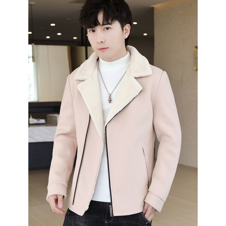 Áo khoác dạ nam lót lông cao cấp cổ vest hàng đẹp mê li dày ấm