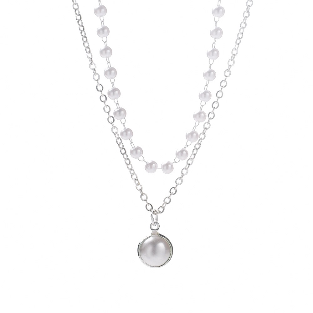 Dây Chuyền Hai Lớp Đính Ngọc Trai Nhân Tạo Thời Trang Dành Cho Nữ