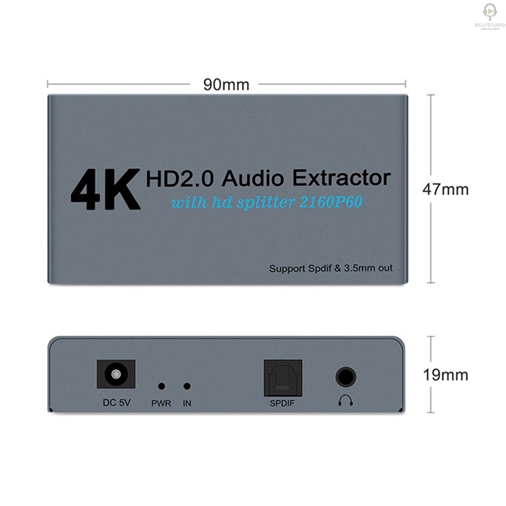Bộ Chia Chuyển Đổi Trích Xuất Âm Thanh BS E12A HD 2.0 Chuyển Đổi HD Sang 2 HD 4K 60Hz HD Sang HD Optical SPDIF 3.5mm HD