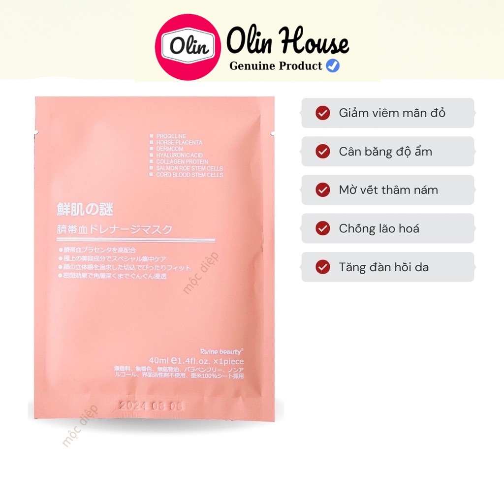 Mặt nạ nhau thai Cừu Mặt Nạ Rwine Beauty Stem Cell Placenta Mask Nhật Bản - Olin House
