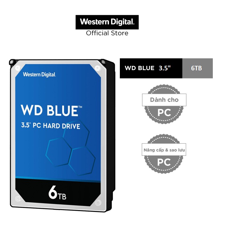 Ổ cứng gắn trong desktop Western Digital WD Blue 6TB, 3.5, sata 3 - WD60EZAZ