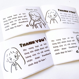 Set 20 tem dán cô gái thank you gói hàng 7x10cm