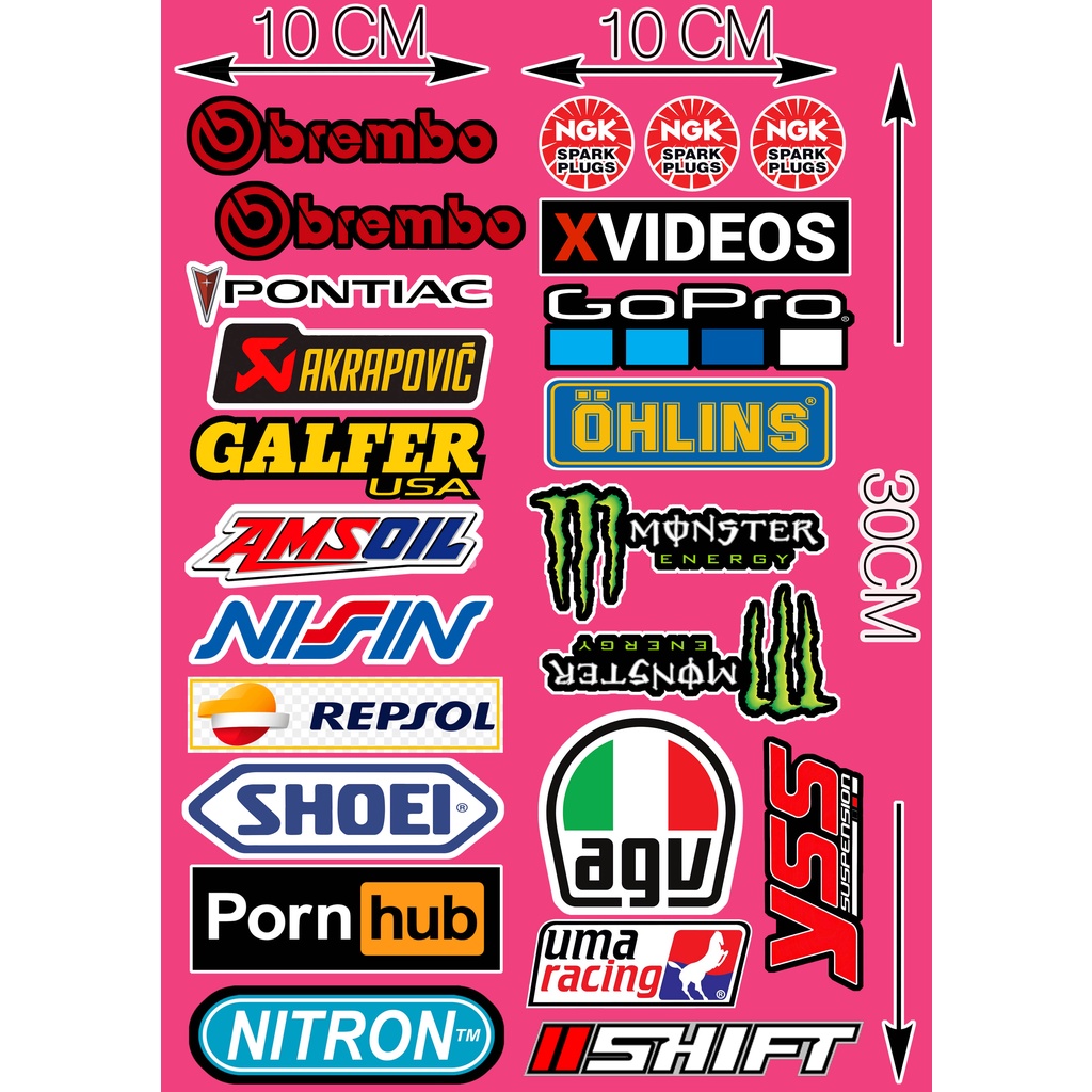 Combo 43 stiker logo chống nước chống bay màu decal tem dán monster fendi durex.. xe dán điện thoại xe máy